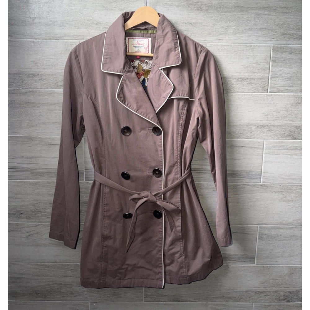 Ness Original Tailoring Jacket Trench Coat Women's US 8/UK 10 Coffee Tie Waist